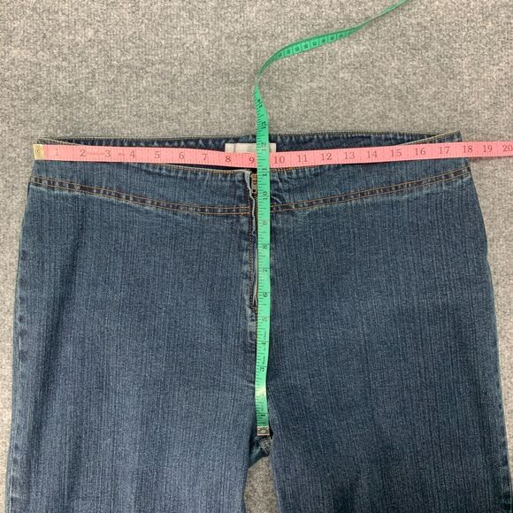 Vintage Soft Surroundings Denim Trousers Women L Large Retro Zip Front Wide Leg - Picture 6 of 13